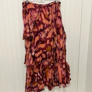 Anthropologie 12 Multicolor Ruffle Skirt Fairy Cottagecore